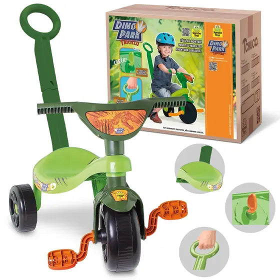 Triciclo Tchuco Dino Park Com Haste - Samba Toys Triciclo Tchuco Dino Park Com Haste - Samba Toys
